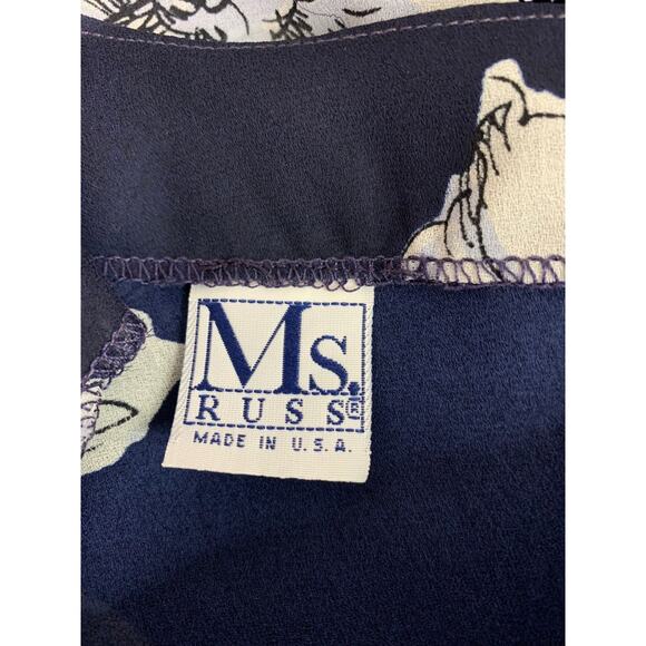 Size 20W Ms Russ Womens 1980s Sheer Skirt Shirt Outfit Navy Blue - Picture 11 of 12